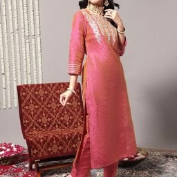 Varanga Ethnic Motifs Printed Thread Work Silk Kurta-23