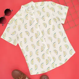 indus route by Pantaloons Boys Conversational Printed Band Collar Cotton Shirt-3