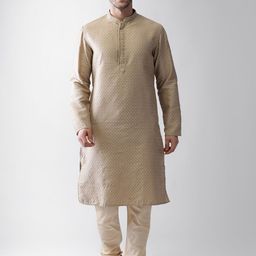 KISAH Men Grey & pale brown Kurta-44