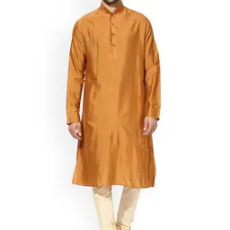 KISAH Men Rust Thread Work Kurta-37