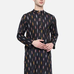 Vastraa Fusion Men Black Woven Design Cotton Kurta-image-33