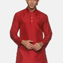 Sethukrishna Men Maroon Flared Sleeves Thread Work Handloom Kurta-picture-30