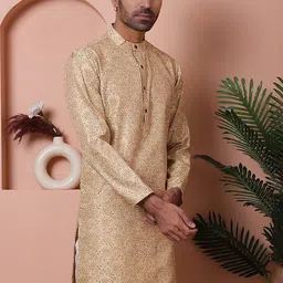 Anouk Ethnic Motifs Mandarin Collar Full Regular Sleeves Jacquard Straight Kurta-image-33