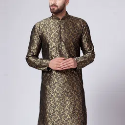 Jompers Mandarin Collar Ethnic Motifs Woven Design Jacquard Kurta-image-72