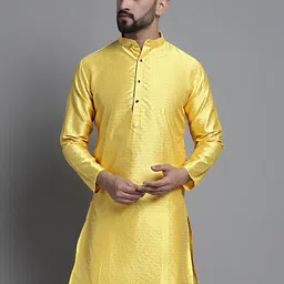 Jompers Woven Design Mandarin Collar Straight Pure Cotton Kurta-47