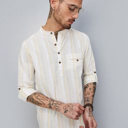 max Striped Printed Mandarin Collar Curved Hem Regular Cotton Straight Kurta-picture-19