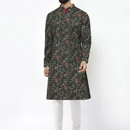 KISAH Floral Printed Mandarin Collar Straight Kurta-28