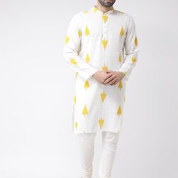 KISAH Geometric Printed Mandarin Collar Kurta-30