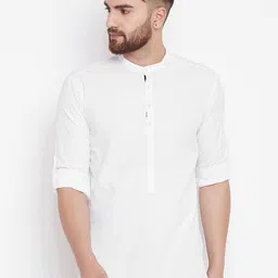 even Men White Solid Woven Design Straight Kurta-image-54