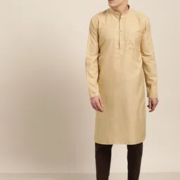 SOJANYA Men Beige Solid Straight Kurta-image-13