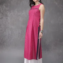 Anouk Women Pink Printed Straight Kurta-image-68