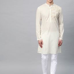 See Designs Mandarin Collar Thread Work Pure Cotton Kurta-image-100