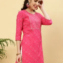 Jaipur Kurti Bandhani Printed Mirror Work Straight Kurta-picture-18
