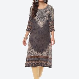 Biba Women Black Ethnic Motifs Printed Straight Fit Kurta-image-133