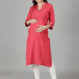 NIGHTSPREE Women RedSolid  Maternity Kurta-picture-29