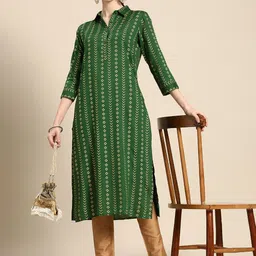 Sangria Women Geometric Printed Kurta-image-65