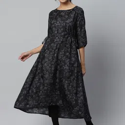 AURELIA Women Black Floral Printed Anarkali Kurta-picture-45