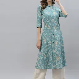 Stylum Floral Printed Mandarin Collar Pastels Kurta-picture-16