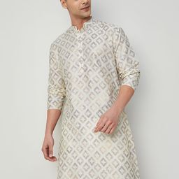 Melange by Lifestyle Men Geometric Printed Pathani Kurta-image-80