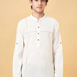 indus route by Pantaloons Men Mandarin Collar Roll Up Sleeves Kurta-image-92