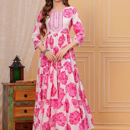 FASHION DEPTH Floral Yoke Design Mirror Work Anarkali Kurta-image-99