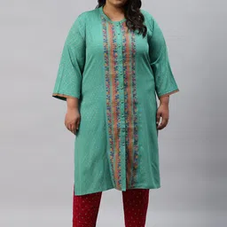 W Women Green Ethnic Motifs Printed Flared Sleeves Kurta-image-95