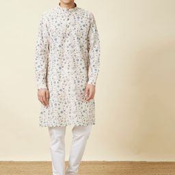 Manyavar Mandarin Collar Floral Printed Straight Kurta-image-43
