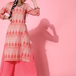 STREET 9 Pretty Pink Cotton Kurta-image-52