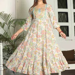 KALINI Floral Printed Flared Sleeves Kurta-26