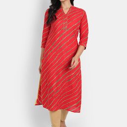 SUTI Women Red Striped Kurta-23