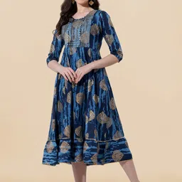 KALINI Ethnic Motifs Printed A-Line Ethnic Dress-image-95