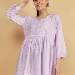 Syrish Ethnic Motifs Embroidered A-Line Cotton Kurti-image-74