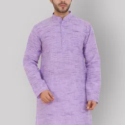 Latest Chikan Garments Men Purple Pure Cotton Kurta-image-86