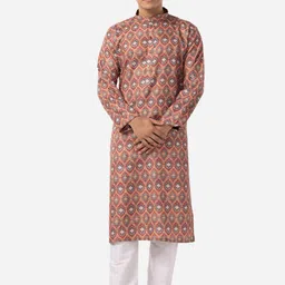 THE KURTA COMPANY Ethnic Motifs Woven Designed Mandarin Collar Straight Kurta-image-70