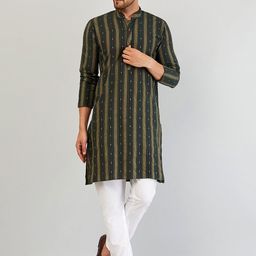 Armaan Ethnic Men Green Striped Kurta-picture-45