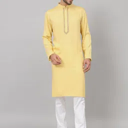 HILO DESIGN Thread Work Mandarin Collar Straight Kurta-picture-27