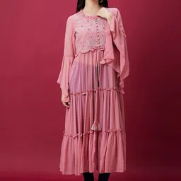 Globus Floral Embroidered Flared Kurta-42