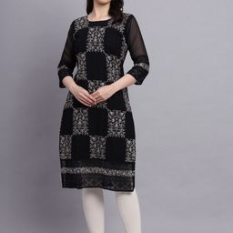 VAIRAGEE Geometric Printed Sequinned Georgette Kurta-4