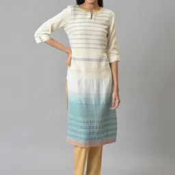 AURELIA Geometric Printed Notched Neck Kurta-30