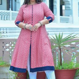KALINI Geometric Round Neck Kurta-43