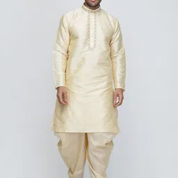 ROYAL KURTA Men Gold-Toned Solid Yoke Design Kurta-picture-13