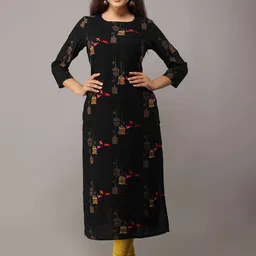 KALINI Ethnic Motifs Printed Thread Work Straight Kurta-26