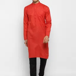 ROYAL KURTA Men Red Summer Sheers Kurta-picture-12