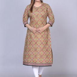 Jevi Prints Plus Size Geometric Printed Mandarin Collar Cotton Straight Kurta-image-78