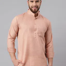 RIAG Band Collar Khadi Pure Cotton Short Kurta-picture-52