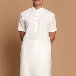 VASTRAMAY Men Mandarin Collar Cotton Pathani Kurta-image-89