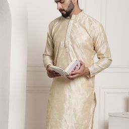 SOJANYA Men Golden Ethnic Motifs Kurta-picture-27