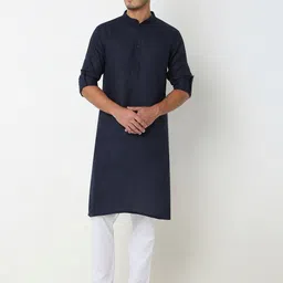 EthnicityMandarin Collar Roll-Up Sleeves Kurta-picture-51