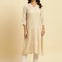 W Ethnic Motifs Printed V-Neck Kurta-12