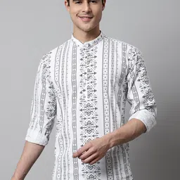 Majestic Man Geometric Printed Pure Cotton Short Kurta-picture-37